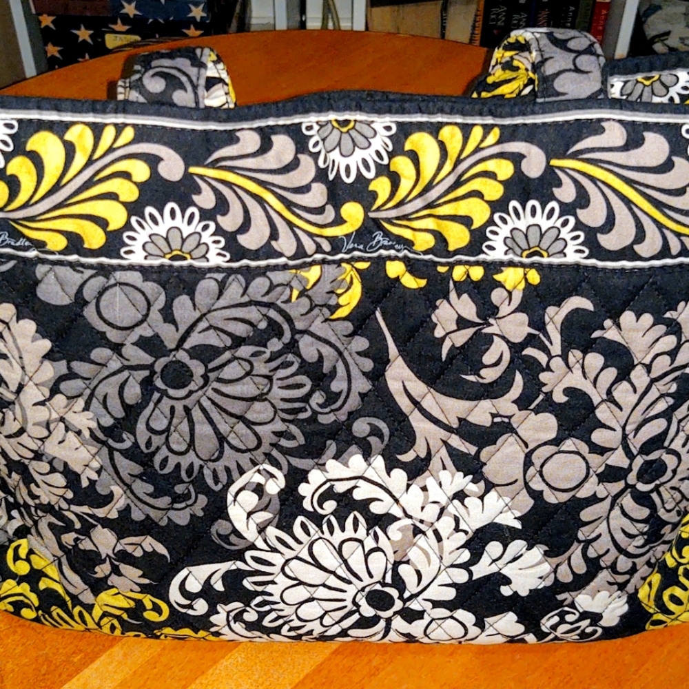 Vera Bradley Bag Yellow Black White Paisley - Picture 2 of 7